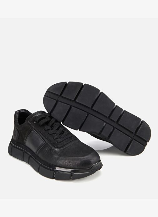 Erkek Nubuk Deri Siyah Kalın Tabanlı Spor Ayakkabı 02AYH314050A100 - Görsel 6