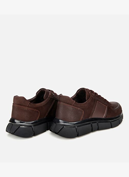 Erkek Nubuk Deri Kahverengi Kalın Tabanlı Spor Ayakkabı 02AYH314050A480 - Görsel 5