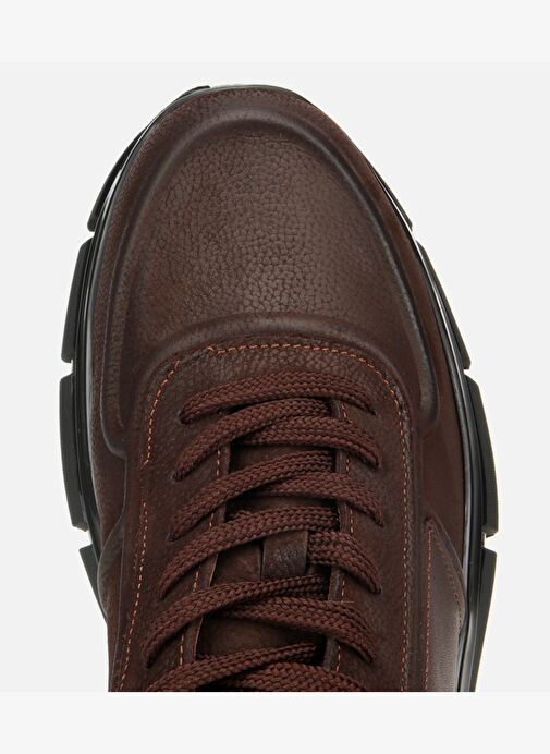 Erkek Nubuk Deri Kahverengi Kalın Tabanlı Spor Ayakkabı 02AYH314050A480 - Görsel 6