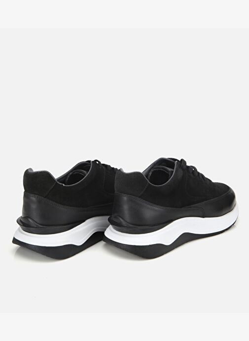 Erkek Süet Deri Siyah Kalın Tabanlı Spor Ayakkabı 02AYH314070A100 - Görsel 5