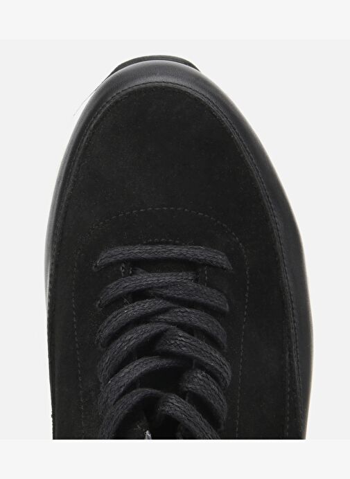 Erkek Süet Deri Siyah Kalın Tabanlı Spor Ayakkabı 02AYH314070A100 - Görsel 6