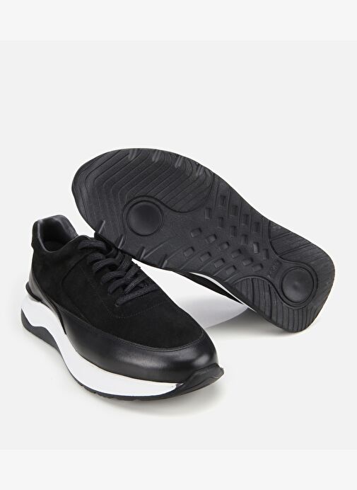 Erkek Süet Deri Siyah Kalın Tabanlı Spor Ayakkabı 02AYH314070A100 - Görsel 7