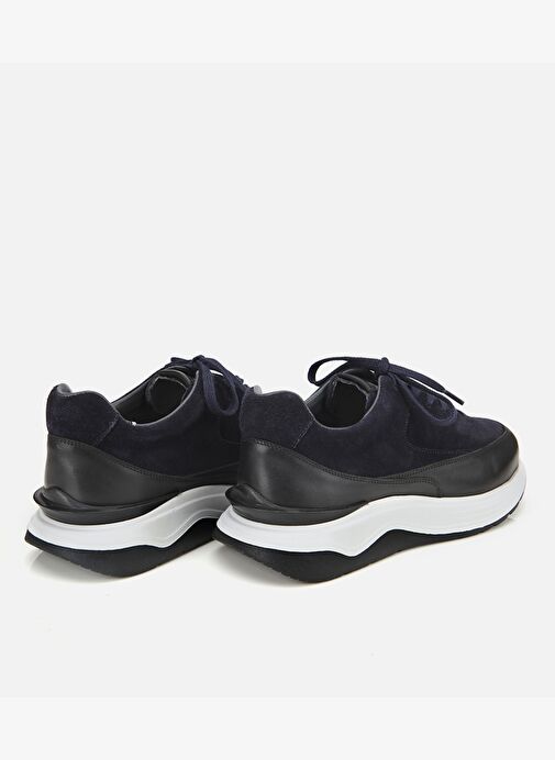 Erkek Süet Deri Lacivert Kalın Tabanlı Spor Ayakkabı 02AYH314070A680 - Görsel 5