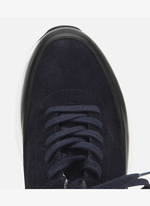 Erkek Süet Deri Lacivert Kalın Tabanlı Spor Ayakkabı 02AYH314070A680 - Görsel 6