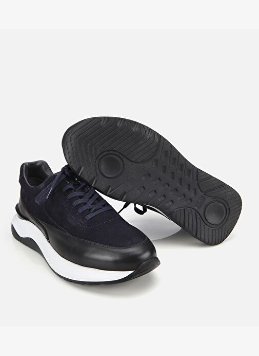 Erkek Süet Deri Lacivert Kalın Tabanlı Spor Ayakkabı 02AYH314070A680 - Görsel 7