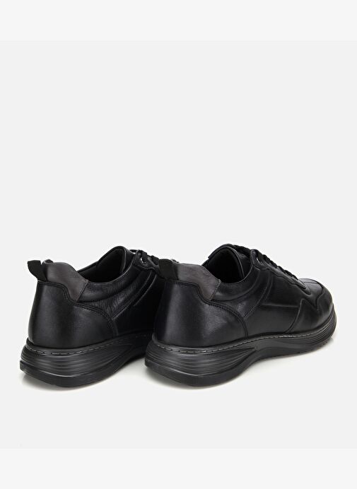 Erkek Deri Siyah Dikiş Detaylı Comfort Spor Ayakkabı 02AYH314080A100 - Görsel 5