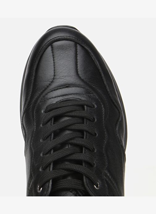 Erkek Deri Siyah Dikiş Detaylı Comfort Spor Ayakkabı 02AYH314080A100 - Görsel 6