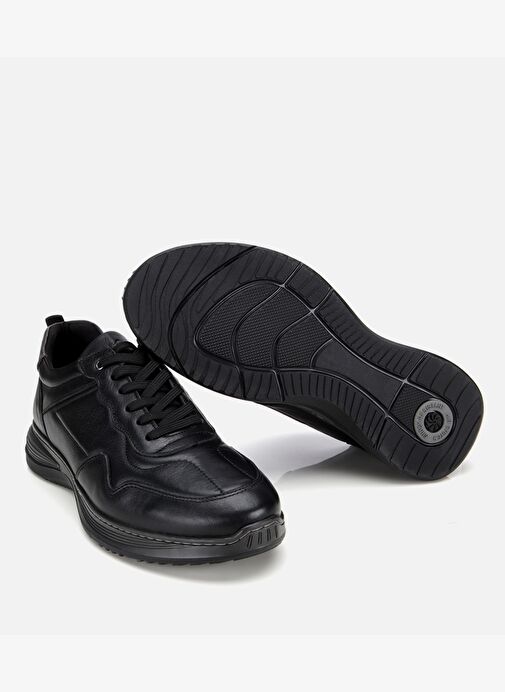 Erkek Deri Siyah Dikiş Detaylı Comfort Spor Ayakkabı 02AYH314080A100 - Görsel 7