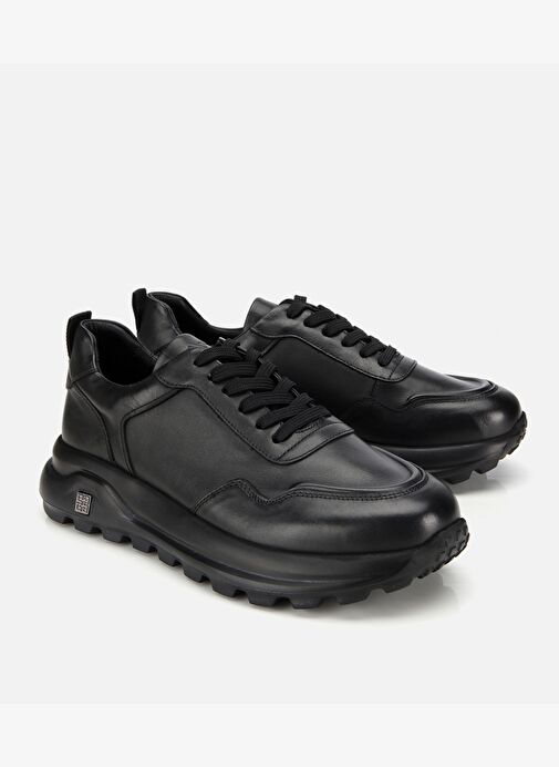 Erkek Deri Siyah Comfort Yüksek Tabanlı Spor Ayakkabı 02AYH314090A100 - Görsel 3