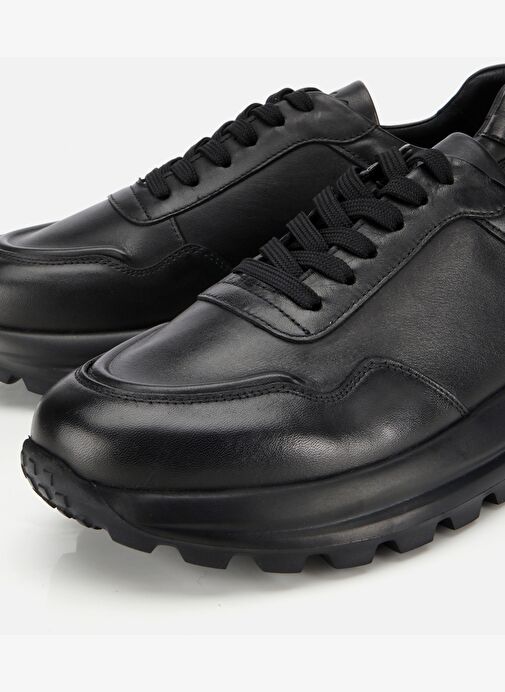 Erkek Deri Siyah Comfort Yüksek Tabanlı Spor Ayakkabı 02AYH314090A100 - Görsel 4