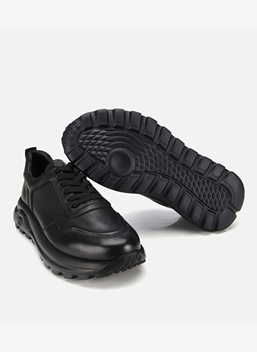 Erkek Deri Siyah Comfort Yüksek Tabanlı Spor Ayakkabı 02AYH314090A100 - Görsel 7