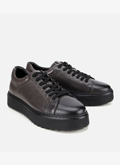 Erkek Deri Gri Kalın Tabanlı Spor Ayakkabı 02AYH314110A250 - Görsel 3