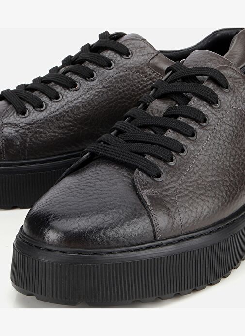 Erkek Deri Gri Kalın Tabanlı Spor Ayakkabı 02AYH314110A250 - Görsel 4