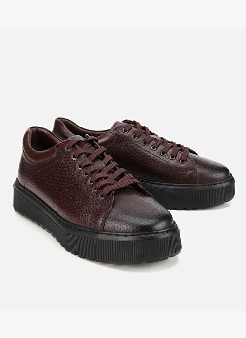 Erkek Deri Kahverengi Kalın Tabanlı Spor Ayakkabı 02AYH314110A480 - Görsel 3