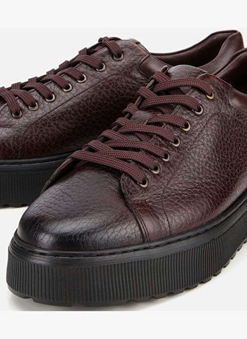 Erkek Deri Kahverengi Kalın Tabanlı Spor Ayakkabı 02AYH314110A480 - Görsel 4