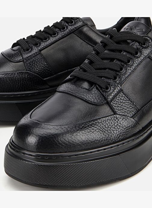 Erkek Deri Siyah Esnek Tabanlı Comfort Spor Ayakkabı 02AYH314130A100 - Görsel 4