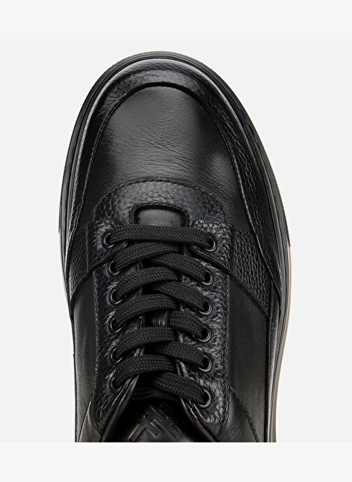 Erkek Deri Siyah Esnek Tabanlı Comfort Spor Ayakkabı 02AYH314130A100 - Görsel 6