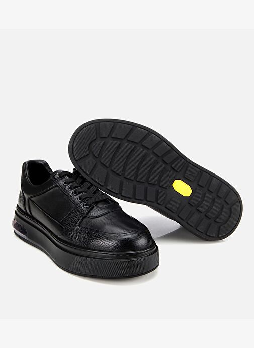 Erkek Deri Siyah Esnek Tabanlı Comfort Spor Ayakkabı 02AYH314130A100 - Görsel 7