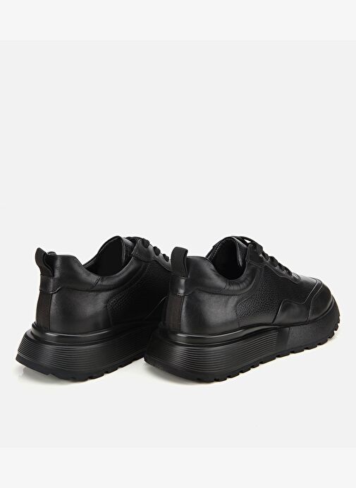 Erkek Deri Siyah Kalın Tabanlı Spor Ayakkabı 02AYH314160A100 - Görsel 5