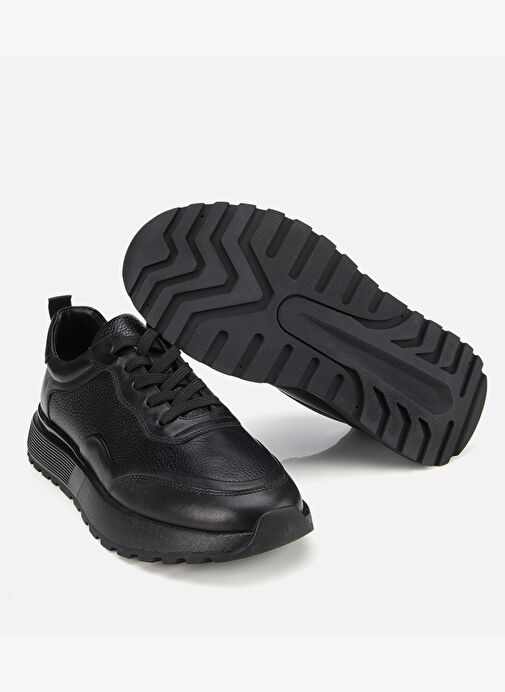 Erkek Deri Siyah Kalın Tabanlı Spor Ayakkabı 02AYH314160A100 - Görsel 7