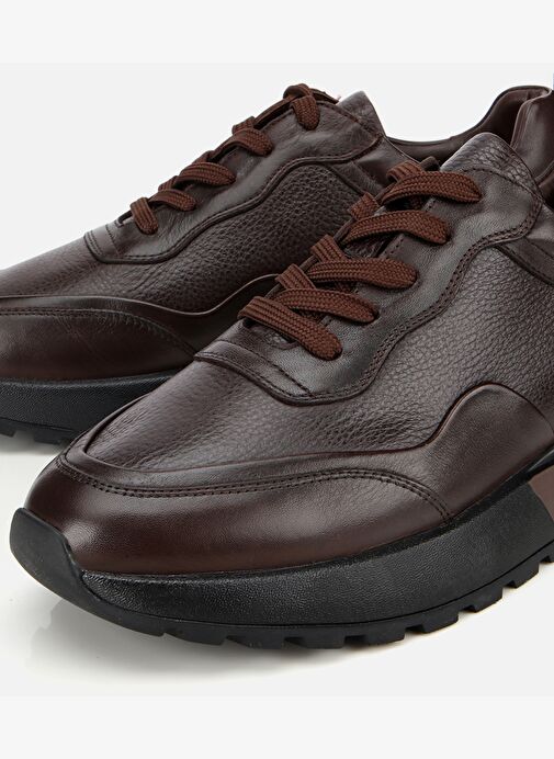 Erkek Deri Kahverengi Kalın Tabanlı Spor Ayakkabı 02AYH314160A480 - Görsel 4