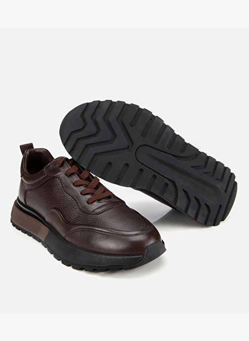 Erkek Deri Kahverengi Kalın Tabanlı Spor Ayakkabı 02AYH314160A480 - Görsel 7