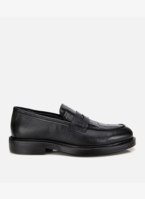 Erkek Deri Siyah Kroko Detaylı Klasik Loafer 02AYH315320A100 - Görsel 2