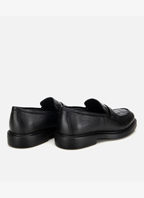 Erkek Deri Siyah Kroko Detaylı Klasik Loafer 02AYH315320A100 - Görsel 5