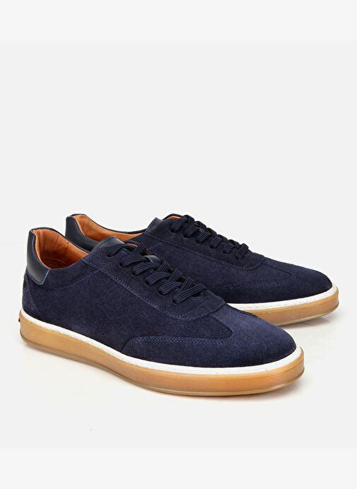 Erkek Süet Deri Lacivert Düz Günlük Ayakkabı 02AYH317540A680 - Görsel 3