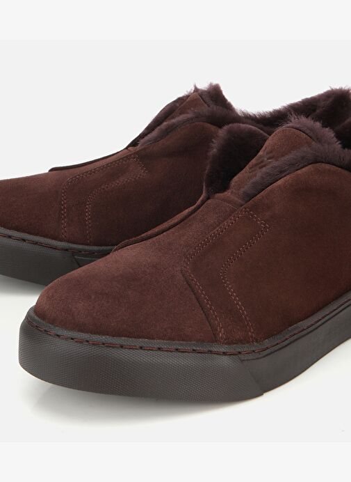 Erkek Süet Deri Kahverengi İçi Kürklü Günlük Ayakkabı 02AYH317550A480 - Görsel 5