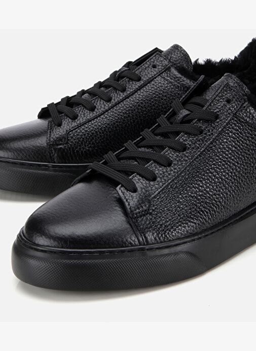 Erkek Deri Siyah İçi Kürklü Düz Günlük Ayakkabı 02AYH317560A100 - Görsel 4