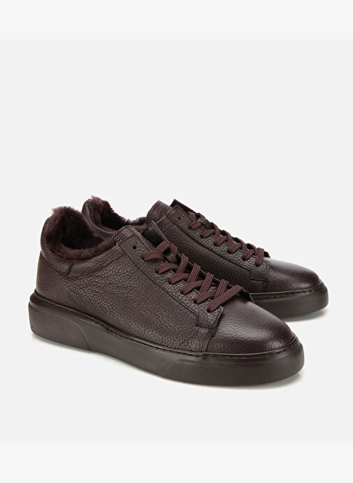 Erkek Deri Kahverengi İçi Kürklü Düz Günlük Ayakkabı 02AYH317560A480 - Görsel 3