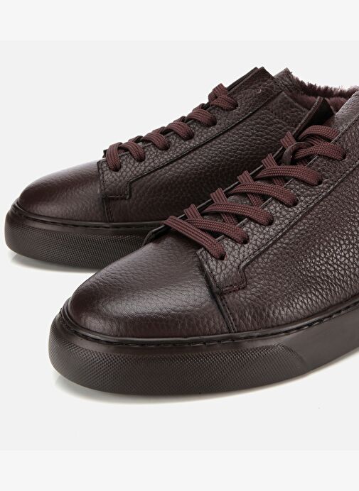 Erkek Deri Kahverengi İçi Kürklü Düz Günlük Ayakkabı 02AYH317560A480 - Görsel 4