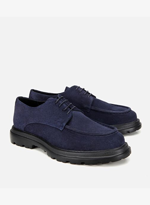 Erkek Süet Deri Lacivert Dikiş Detaylı Kalın Tabanlı Günlük Ayakkabı 02AYH318180A680 - Görsel 3