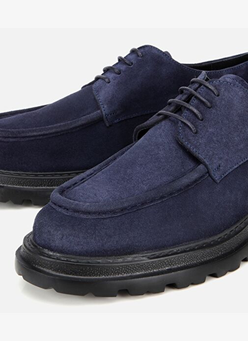 Erkek Süet Deri Lacivert Dikiş Detaylı Kalın Tabanlı Günlük Ayakkabı 02AYH318180A680 - Görsel 4