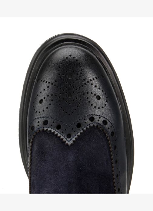 Erkek Süet Deri Lacivert Lastik Detaylı İşlemeli Chelsea Bot 02BOH311910A680 - Görsel 6