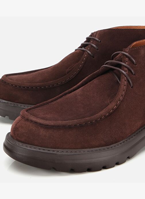 Erkek Süet Deri Kahverengi Dikiş Detaylı Chelsea Bot 02BOH311930A480 - Görsel 4