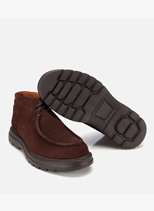 Erkek Süet Deri Kahverengi Dikiş Detaylı Chelsea Bot 02BOH311930A480 - Görsel 7