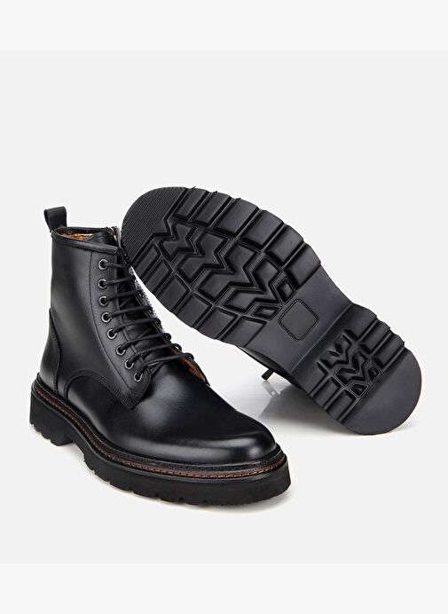 Erkek Deri Siyah Fermuarlı Kalın Tabanlı Casual Bot 02BOH312250A100 - Görsel 7