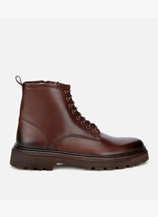 Erkek Deri Kahverengi Fermuarlı Kalın Tabanlı Casual Bot 02BOH312250A480 - Görsel 2