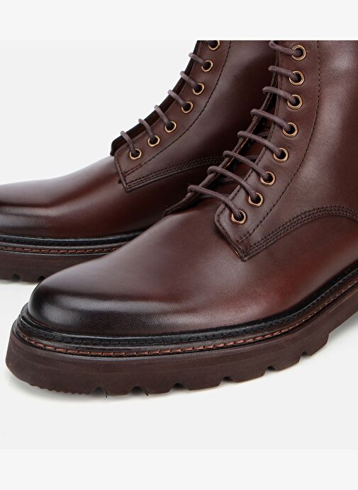 Erkek Deri Kahverengi Fermuarlı Kalın Tabanlı Casual Bot 02BOH312250A480 - Görsel 4