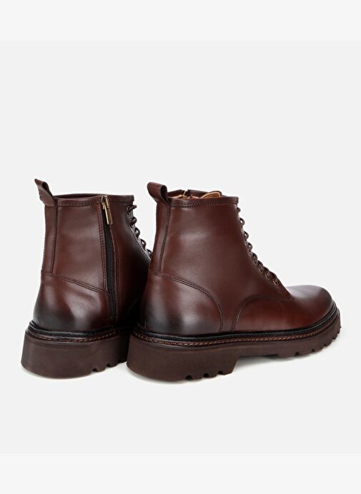 Erkek Deri Kahverengi Fermuarlı Kalın Tabanlı Casual Bot 02BOH312250A480 - Görsel 5
