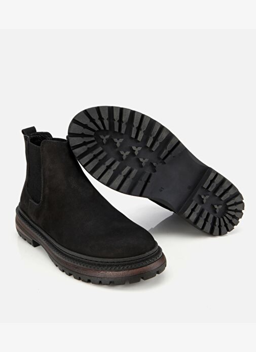 Erkek Nubuk Deri Siyah Lastik Detaylı Chelsea Bot 02BOH314200A100 - Görsel 7