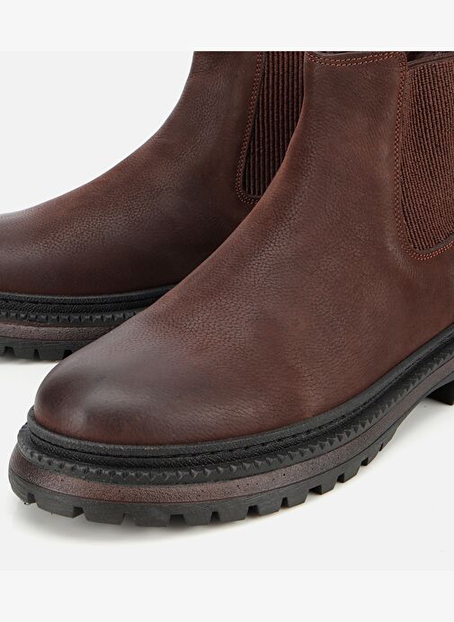 Erkek Nubuk Deri Kahverengi Lastik Detaylı Chelsea Bot 02BOH314200A480 - Görsel 4