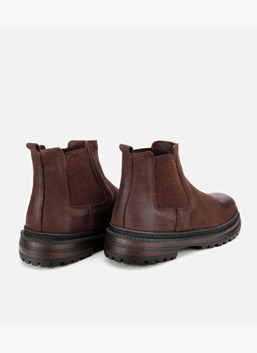 Erkek Nubuk Deri Kahverengi Lastik Detaylı Chelsea Bot 02BOH314200A480 - Görsel 5