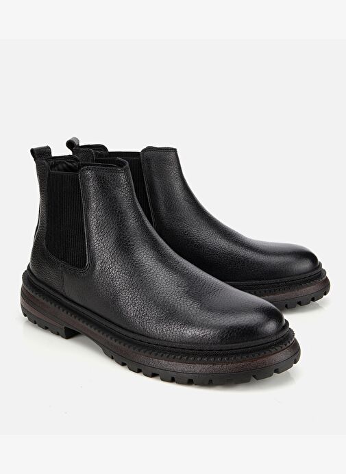 Erkek Deri Siyah Lastik Detaylı Chelsea Bot 02BOH314210A100 - Görsel 3