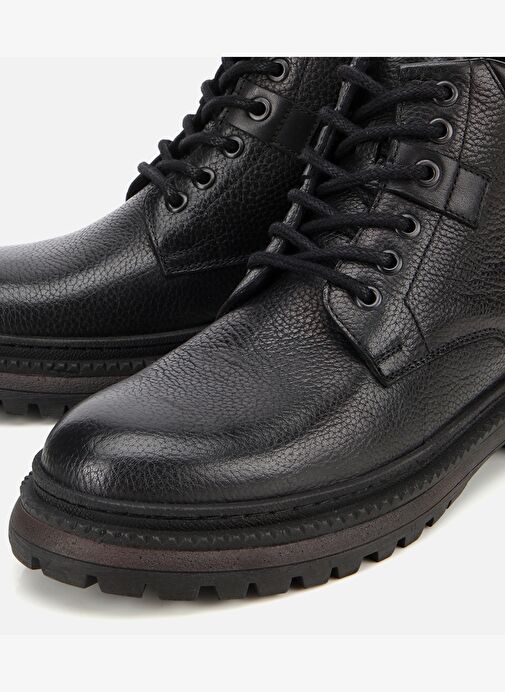 Erkek Deri Siyah Bağcıklı Kalın Tabanlı Casual Bot 02BOH314220A100 - Görsel 4