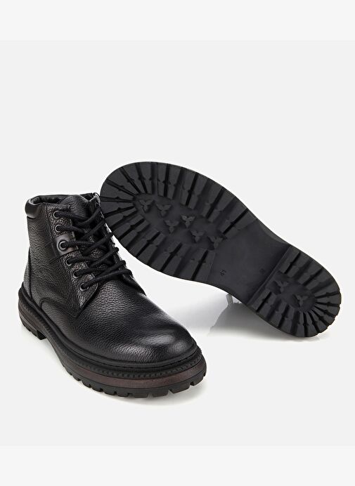 Erkek Deri Siyah Bağcıklı Kalın Tabanlı Casual Bot 02BOH314220A100 - Görsel 7