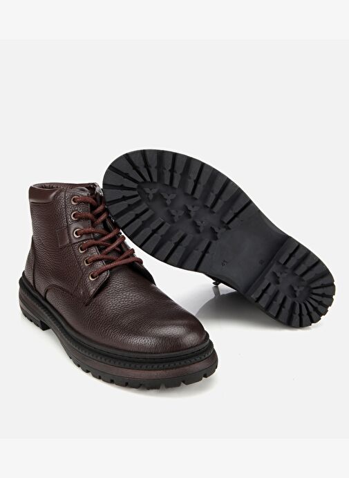Erkek Deri Kahverengi Bağcıklı Kalın Tabanlı Casual Bot 02BOH314230A480 - Görsel 7
