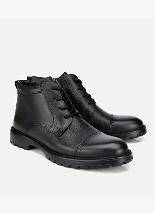 Erkek Deri Siyah İşleme Detaylı Klasik Bot 02BOH314240A100 - Görsel 3